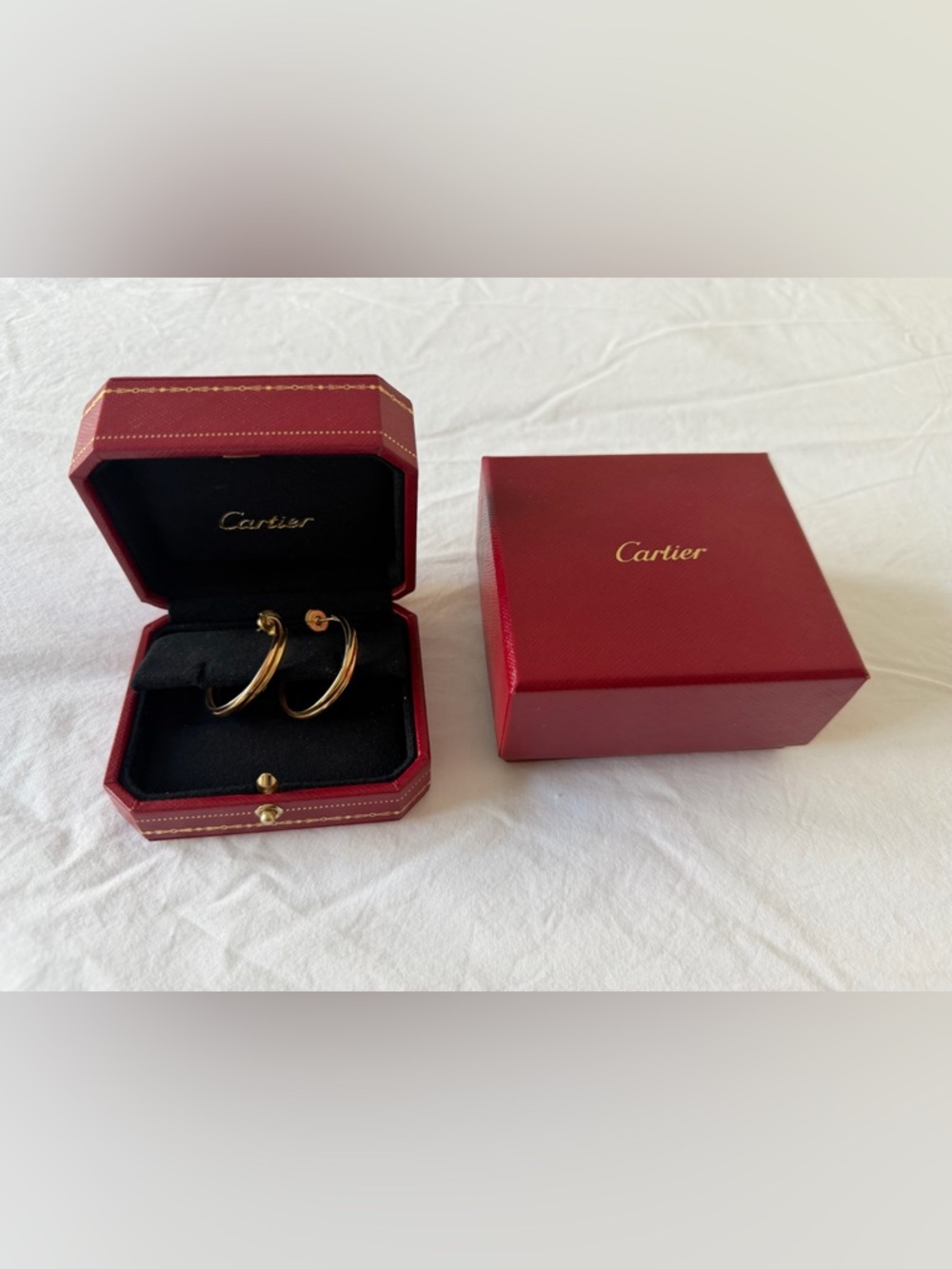 Cartier Gold Trinity Hoop Earrings w/Presentation Box